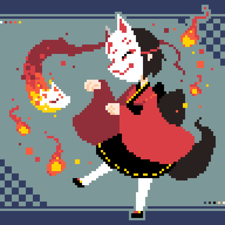 狐面 #毎日ドット絵 #dotpict