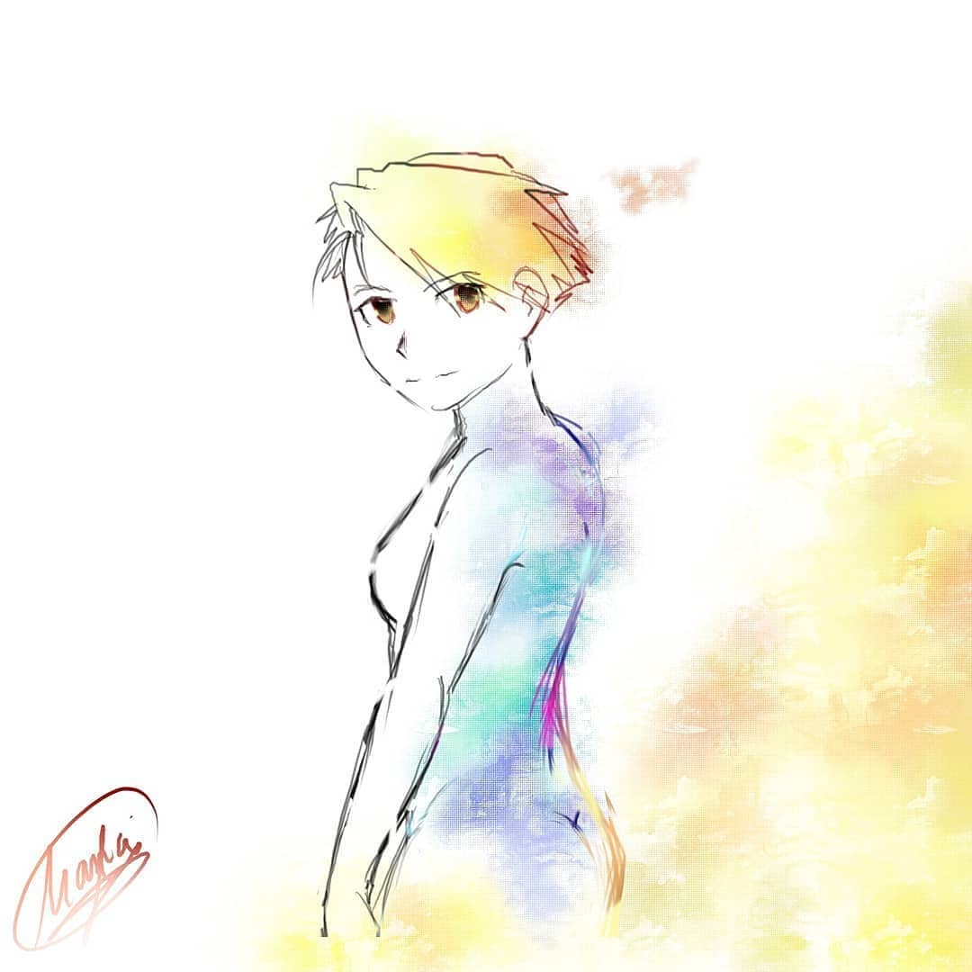 Ladywolf_z's tweet photo. This is a drawing I did a long time ago,but I wanted to color it and give it a darker touch (literally 😅), so this would represent Riza's life, before and after.#fma #fmab #royai #rizahawkeye #beforeandaft #shiny #dark #memories #youngriza #rizahawkeyeteenager #rizahawkeyetattoo https://t.co/6PCF1Y8nVI