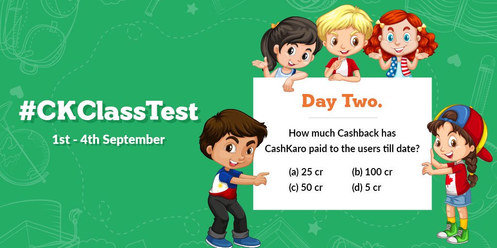 Answered the first one correctly? Here’s the second test of your knowledge. 
Answer correctly and stand a chance to win a CK Bag of Joy. Retweet all the #CKClassTest &amp; win brownie points. 
.
#HappyTeachersDay #Contest #ContestAlert #CashKaro #YouGetMore