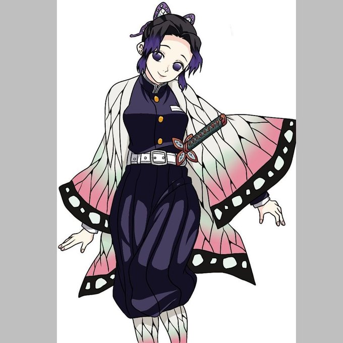 NKTC95さんがTwitterに投稿した胡蝶しのぶ(鬼滅の刃)のイラスト。