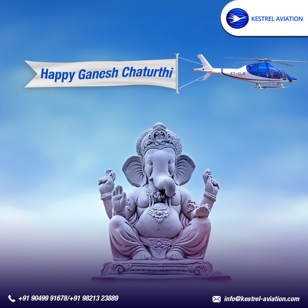 KestrelIndia's tweet photo. May Lord Ganpati bless you with the treasure of wealth, health &amp; happiness. #HappyGaneshChathurti to one &amp; all.
#Chardham #KestrelAviaton  #GaneshChathurti #GanpatiBappamorya  #LordGanesha  #Ganeshotsav  #Mumbaicharaja #Blessings https://t.co/0LtaXwswmw