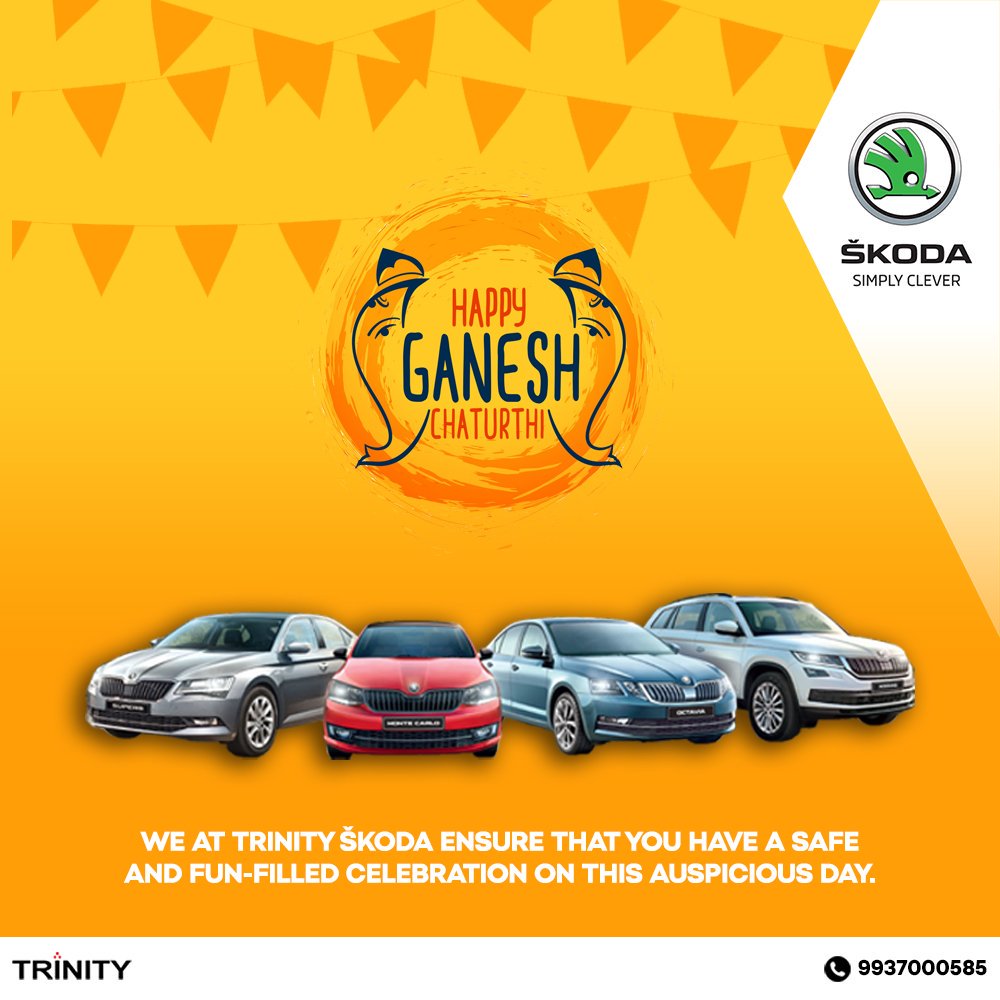 trinityskoda's tweet photo. We at Trinity Skoda wishing everyone a very happy and safe Ganesh Chaturthi!

#GaneshChaturthi #Skoda #SkodaIndia #TrinitySkoda #Bhubaneswar #Cuttack #Odisha https://t.co/8f9WVxiLLk