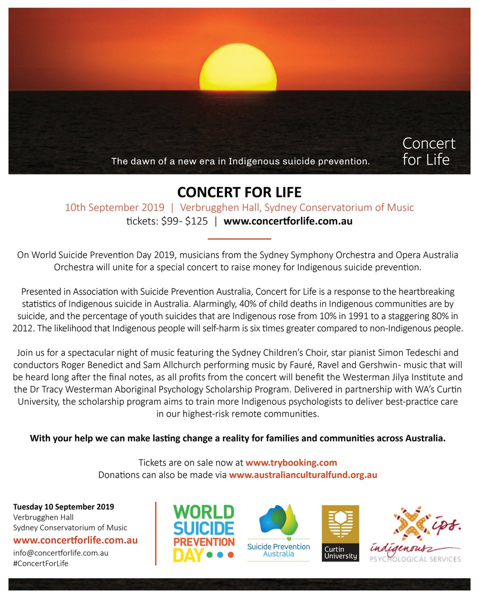 8 sleeps til THIS AMAZING CONCERT raising $ 4 INDIGENOUS PSYCHOLOGISTS into high risk Aboriginal comm's. I appreciate so many have shared this but PLEASE consider a DONATION. U do not need 2 attend 2 assist! Without your support, this scholarship fails 2 exist. Every $ counts