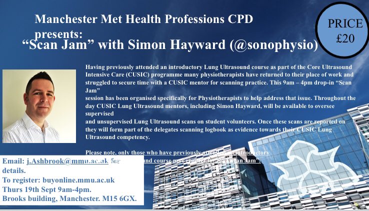 MMUPhysio's tweet photo. #ScanJam with @sonophysio places still available! Don’t miss out on this amazing opportunity! @northwestcsp @thecsp https://t.co/aBgpvRqCT4