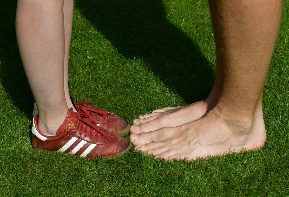 The German teen's left foot measures 35.05 cm (13.79 in)... 