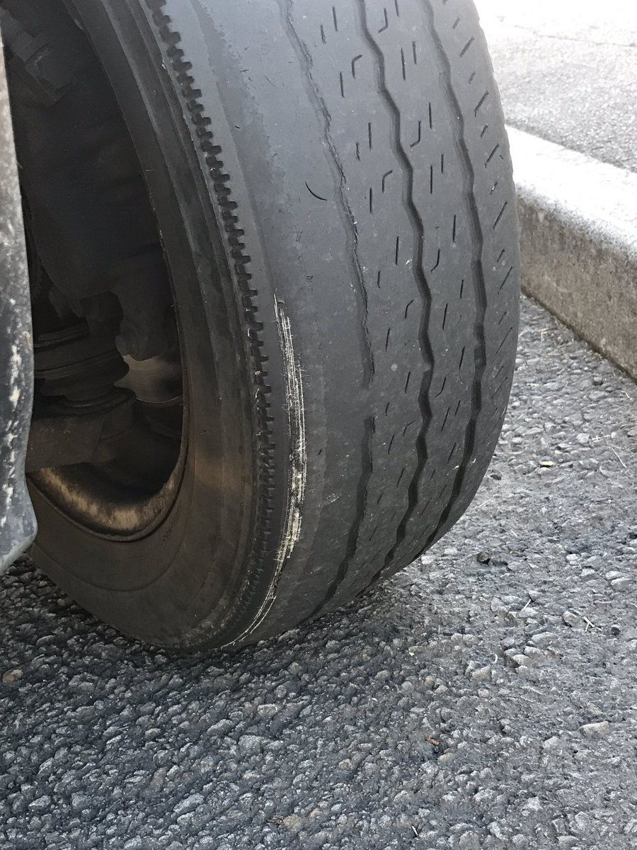 DVSAEnforcement's tweet photo. #OpTramline today with @SWP_Roads and #SWPCVU.
We are assisting with mechanical examinations and checking Drivers Hours and Operator Licence compliance.
This vehicle was stopped with poorly maintained tyres and indicators.
#CheckTyres
#StayCompliant https://t.co/agF9QMtgce