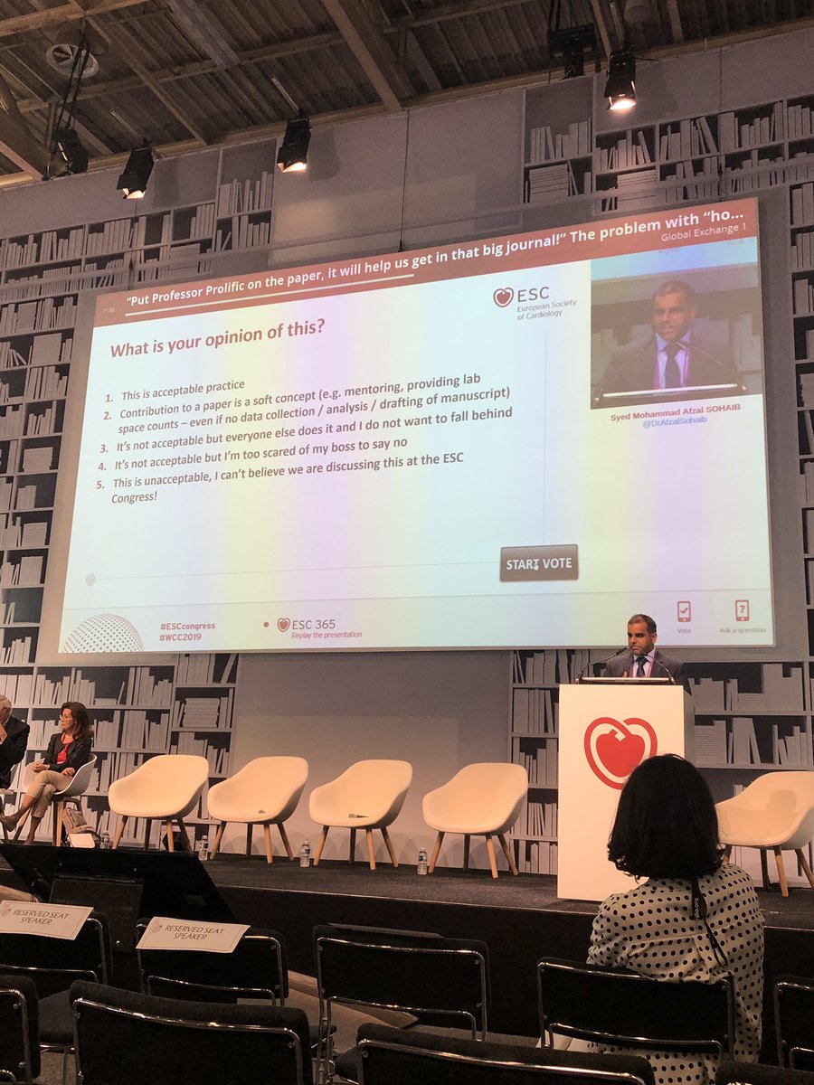 Very interesting hearing researchers opinion on honorary authorship - what is your opinion? #ESCCongress #ESC2019 #ESCcongress2019