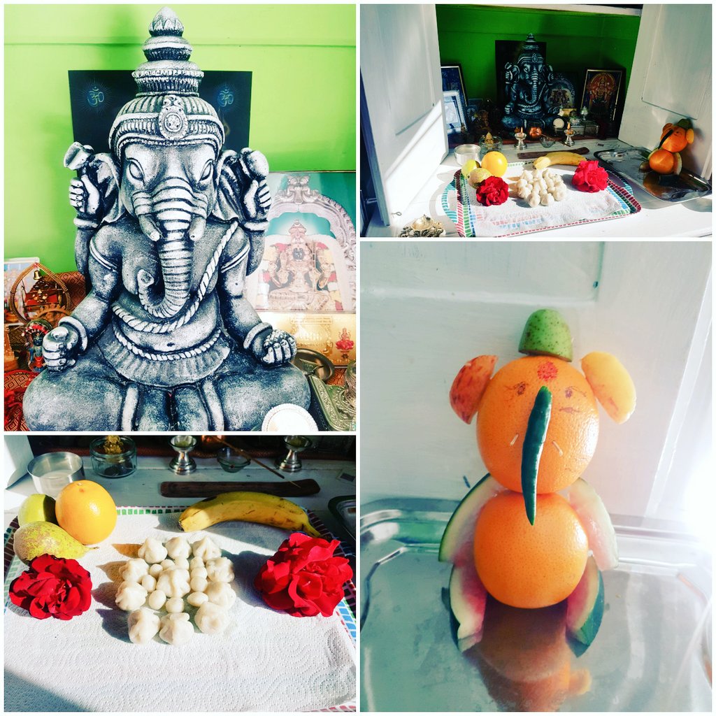 Gai3gee's tweet photo. He is baaaack!!! 
And this year my Ganesha goes Vegan 😎😏
May Ganesha the remover of obstacles bless us with a year where we overcome any and every challenge 🐘
#Indianthings
#GanpatiBappaMorya
#elephantheaded
#culture 
#modak #homemademodak https://t.co/Hv0XzAYwD3