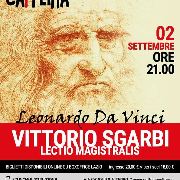 Un grande appuntamento per ricominciare insieme la stagione a #Viterbo: questa sera a via Cavour, sul palco di #TeatroCaffeina c'è <a href="/VittorioSgarbi/">Vittorio Sgarbi</a> nella sua #LectioMagistralis su #LeonardoDaVinci #culturaglobale