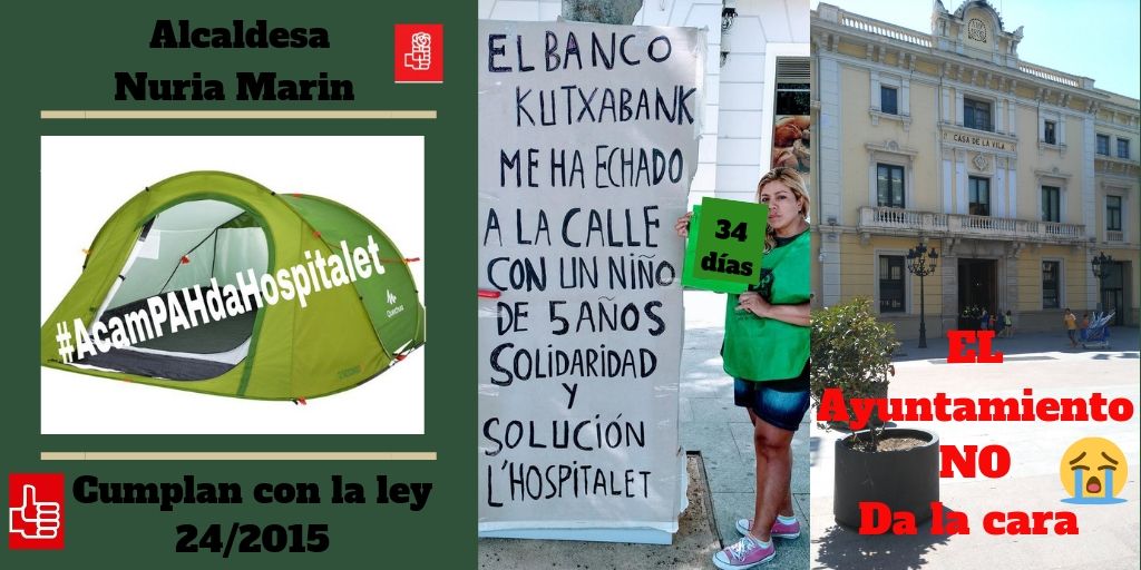 Pesadilla que <a href="/Ingrid18140036/">Acampada 2019</a> lleva viviendo durante 34 días y los responsables del <a href="/LHAjuntament/">Ajuntament de L'Hospitalet</a> y su alcaldesa del <a href="/PSOE/">PSOE</a> <a href="/nuriamarinlh/">Núria Marín/❤️</a>  ignorando su derecho a una vivienda  digna.
 Ya  que ha pasado el periodo estival esperemos que cumplan con la 24/2015 #acamPAHdaHositalet