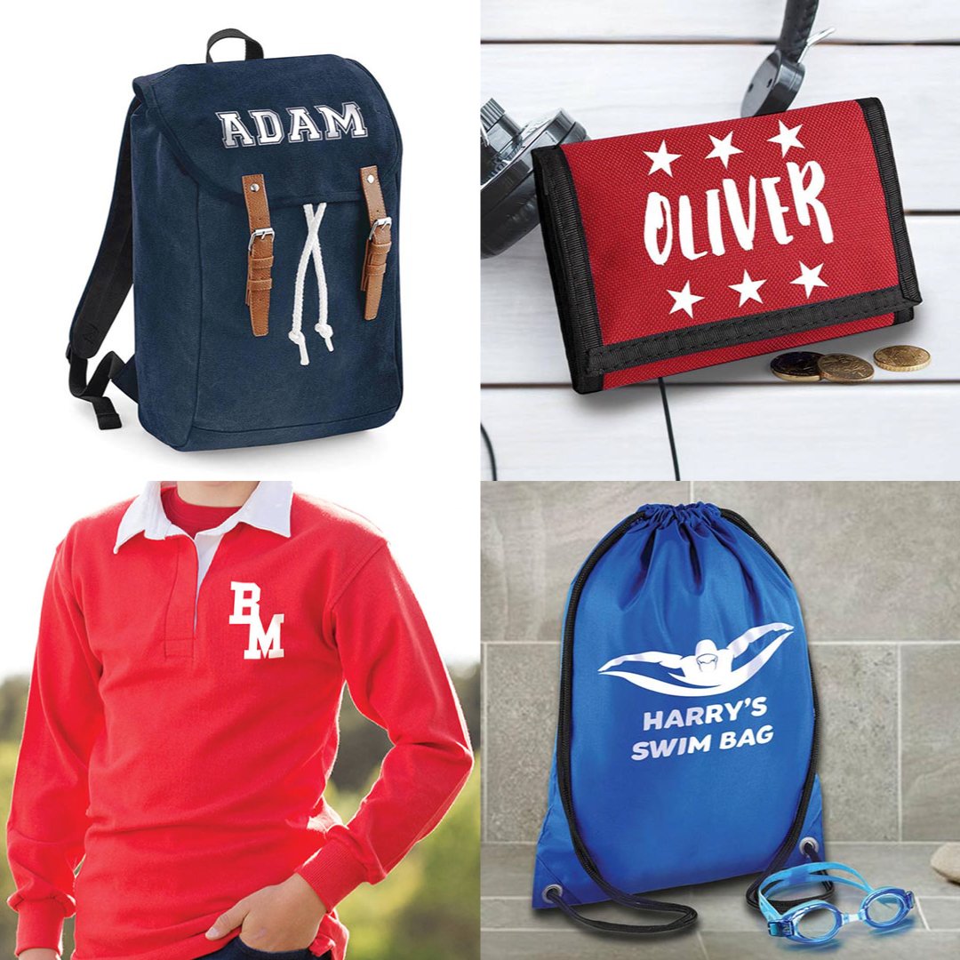 Instajunction's tweet photo. We've a stunning range of personalised products which may help making the return to school a little easier! Shop the full range at https://t.co/CeWBWyLfAf | #instajunction

#backtoschool #school #wallet #bag #swimming #rugby #rugbyshirt #personalised #personalisedgifts #gifts https://t.co/0QysnocggT