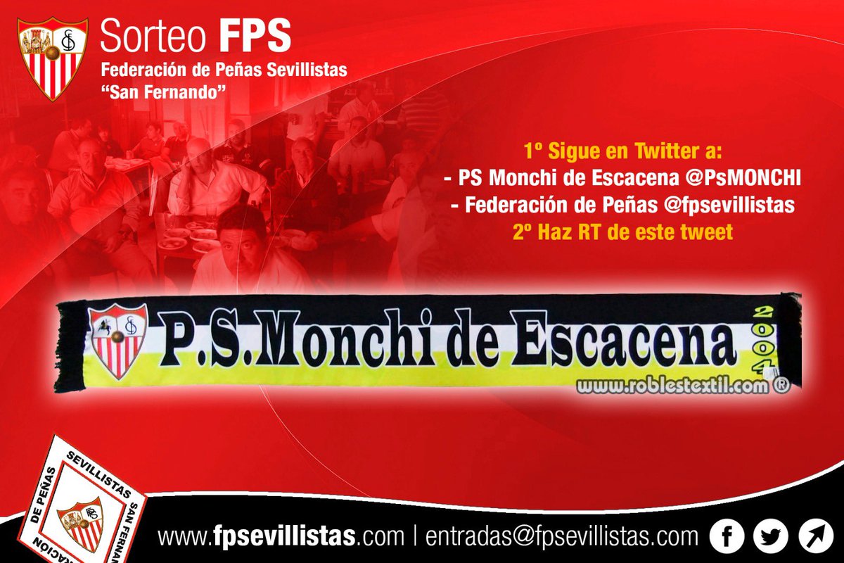 fpsevillistas's tweet photo. Primer #SorteoFPS de esta temporada 2019/2020. Sorteamos una bufanda de la PS Monchi de Escacena (@PsMONCHI). Para participar:

1) Sigue a @PsMONCHI y a @fpsevillistas

2) RT de este mensaje https://t.co/vV27bVrV90