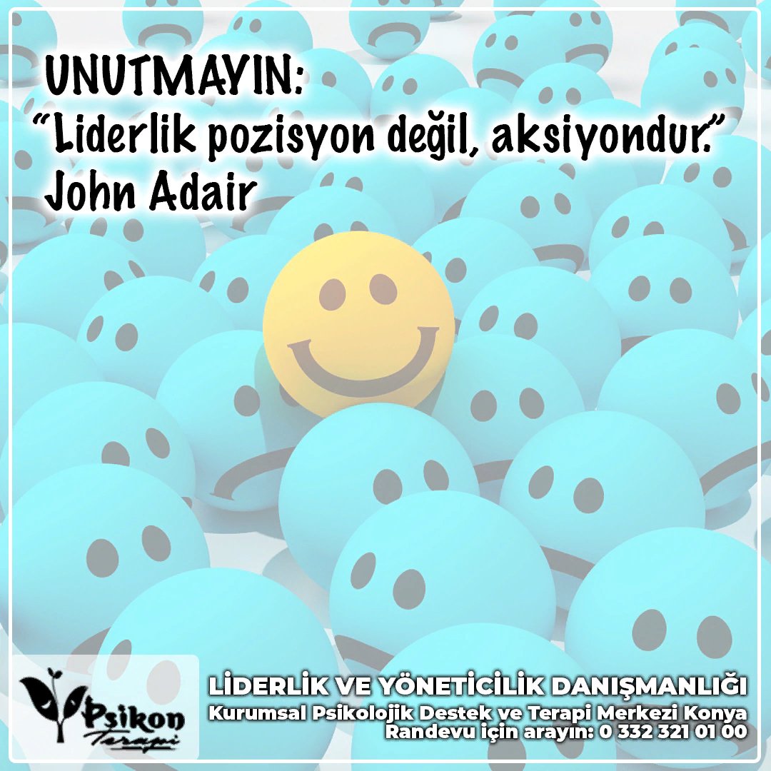 UNUTMAYIN:
“Liderlik pozisyon değil, aksiyondur.”
John Adair
Liderlik ve Yöneticilik Danışmanlığı
kurumsalpsikolog.com/yoneticilik-li…
Kurumsal Psikolojik Destek ve Terapi Merkezi Konya
Randevu için arayın: 0 332 321 01 00
#Pazartesi #konya #psikonterapi #kurumsalterapi #liderlik #lider