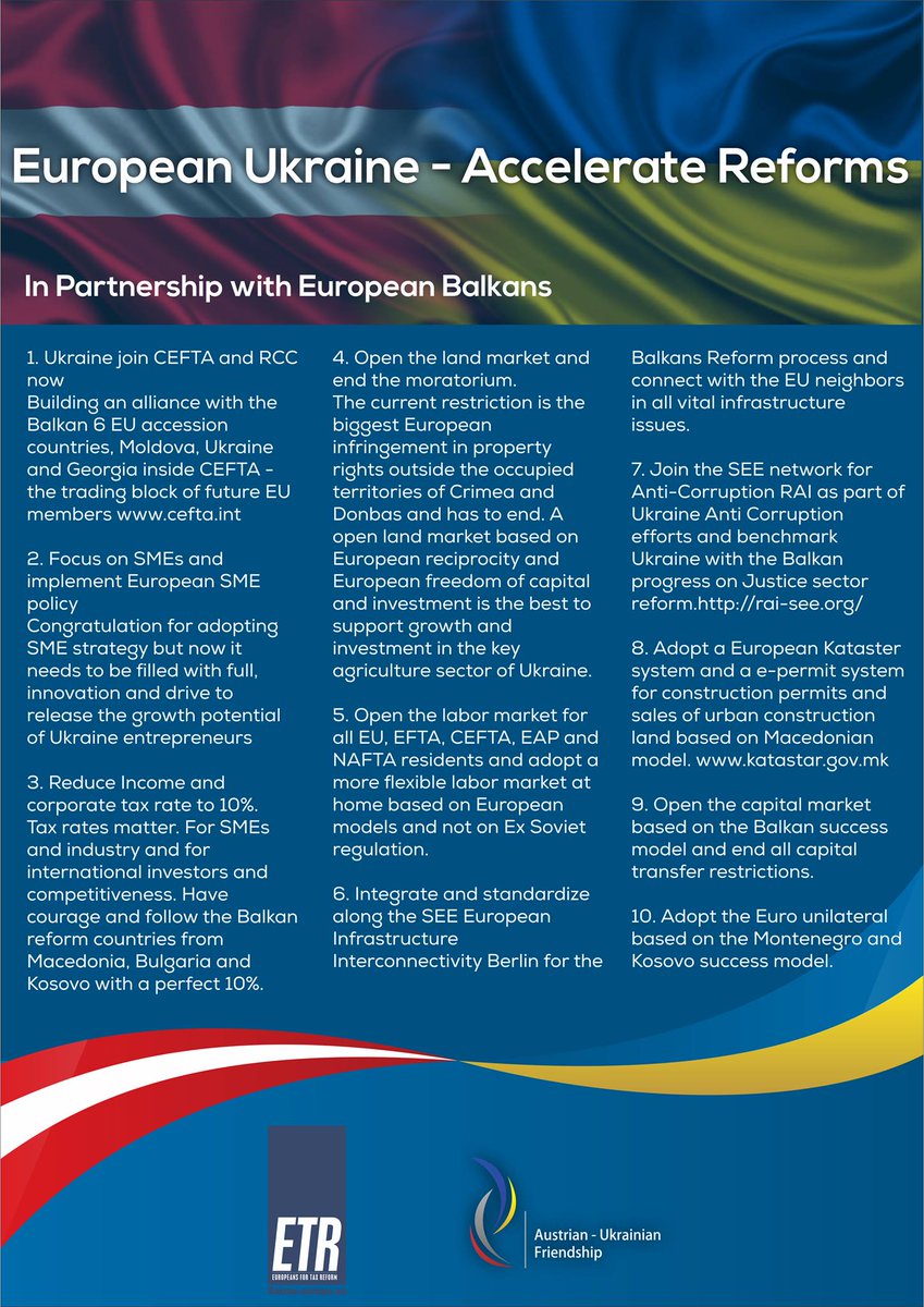 GunterFehlinger's tweet photo. @ZelenskyyUa @PMHoncharuk @OMarkarova @DmytroKuleba @Danylyuk_O @Lagarde @vonderleyen ETR is reminding such reform trajectory can only work inside a clear and firm European accession framework. Ukraine needs #EUPotentialCandidateStatus & to join CEFTA and RCC @MajlindaBregu https://t.co/UjYM8S2gOE