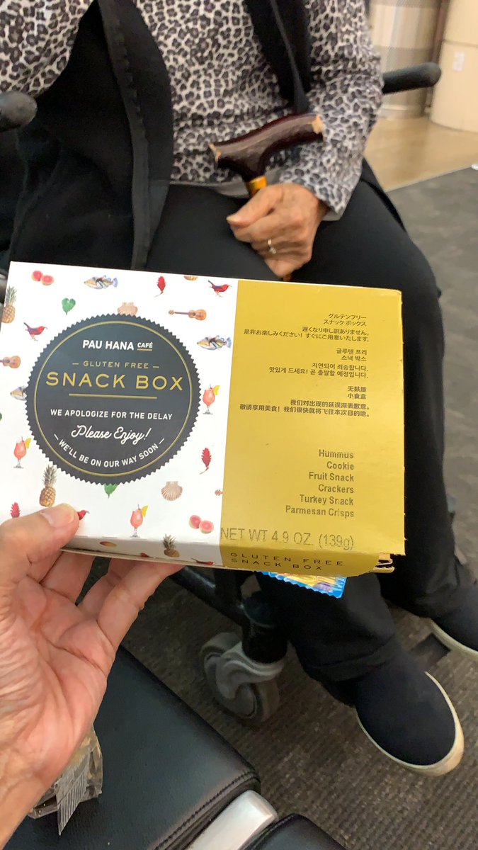 judynak's tweet photo. @HawaiianAir, I can’t believe Flight 9 tonight was delayed. Twice. Then rescheduled for 1am. Maybe. My mom is 92 and has been waiting for 7 hours. And all you can give her is this? https://t.co/tC6NbbQwUG