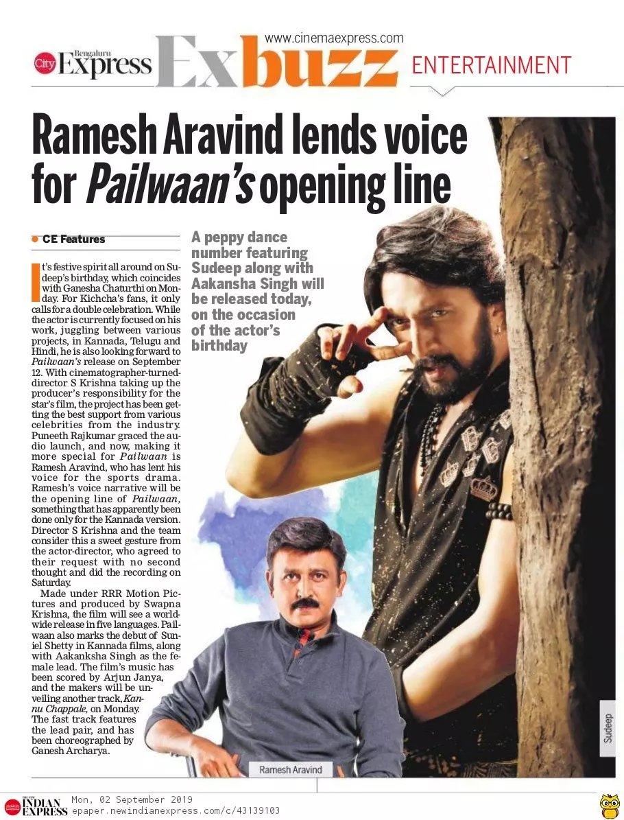 sharadasrinidhi's tweet image. ... @Ramesh_aravind  to narrate the introduction to @KicchaSudeep starrer #Pailwaan  cinemaexpress.com/stories/news/2… via @XpressCinema Directed by @krisshdop produced by @iswapnakrishna under #RRRMotionpicures to see a simultaneous release in #fivelanguages @NamCinema @KicchanHudugru