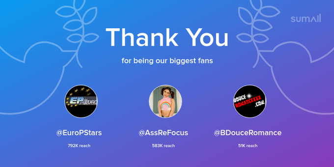 Our biggest fans this week: EuroPStars, AssReFocus, BDouceRomance. Thank you! via https://t.co/Lnrg9rGJvt