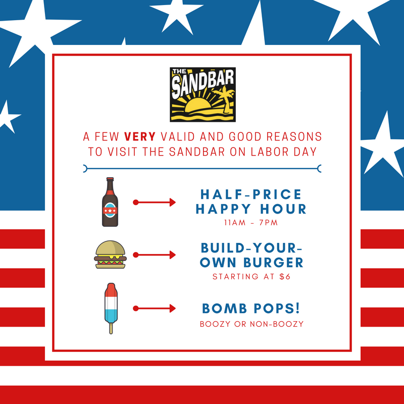 Don't labor over your Labor Day plans. Just make your way down to The Sandbar. Here's a helpful infographic to persuade you...