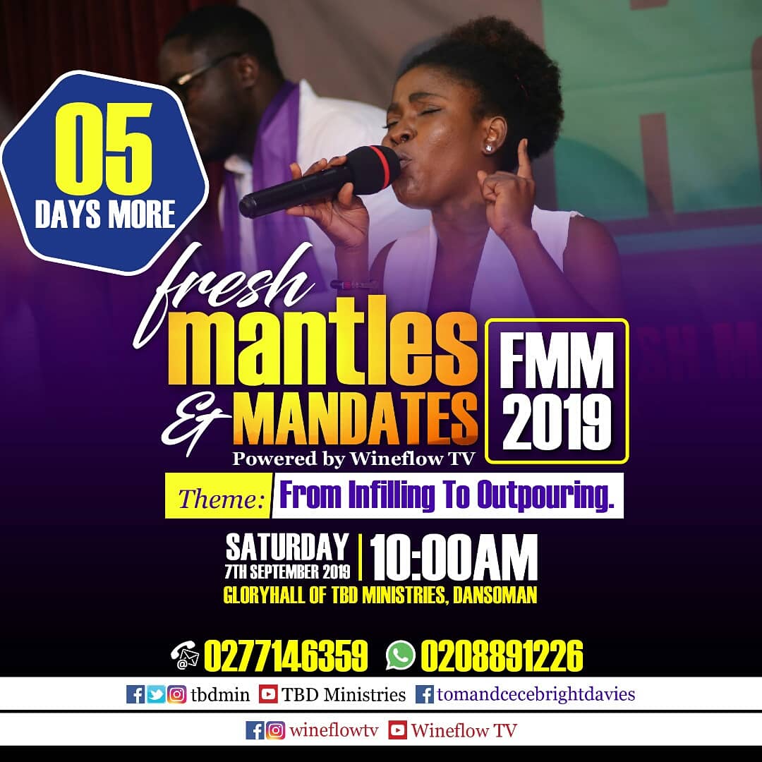 tbdmin's tweet photo. "Set time is that moment of appointment between purpose and manifestation" - Tom Bright-Davies
Your set time to see the manifestation of your purpose is here. Be at #FMM2019
#FROMINFILLINGTOOUTPOURING https://t.co/JrHU2UQP7D