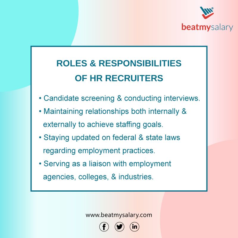 Twitter 上的 Beatmysalary："The Roles & Responsibilities Of An Hr Recruiter Is  Not Restricted To Just Hiring The Right Candidate. It Encompasses A Wide  Range Of Responsibilities Related To Employee Management. To Know