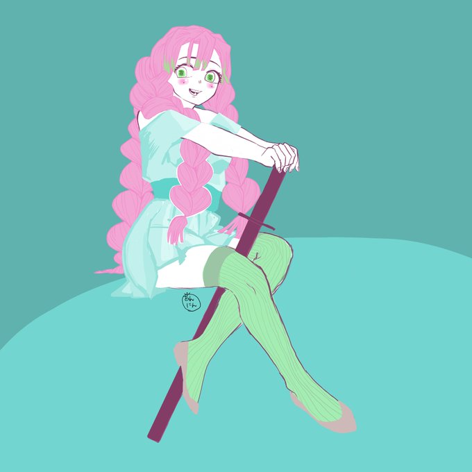 あんにんさんがTwitterに投稿した甘露寺蜜璃(鬼滅の刃)のイラスト。