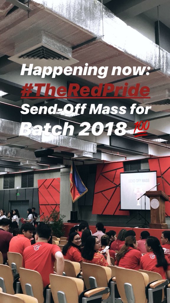 sbu_medsc's tweet photo. Happening now: #TheRedPride Send-Off Mass for Batch 2018 💯
#AllIn2018 #ConqueROARs #PLE2019 https://t.co/fwxNhVNDcW