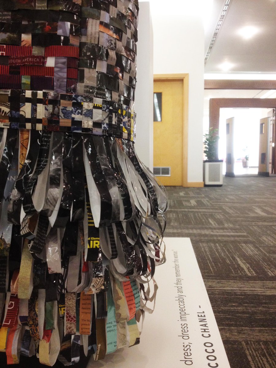 suleimannh's tweet image. Dress shabbily and they remember the dress; dress impeccably and they remember the woman — Coco Channel. FULLY BOOKED, by @VCUQLibrary, manipulates book jackets into a pliable weave to mimic Channel&apos;s iconic tweed pattern that it is associated w/ since the 1920s. @VCUQatar.