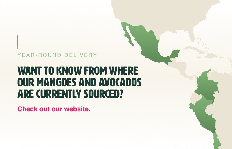 We can guarantee full shelves all year round, with the quality, composition, and taste you have come to expect.

Want to know from where our mangoes and avocados are currently sourced? 
Check out our website: totalexotics.com/products/

#totalexotics #avocado #mango