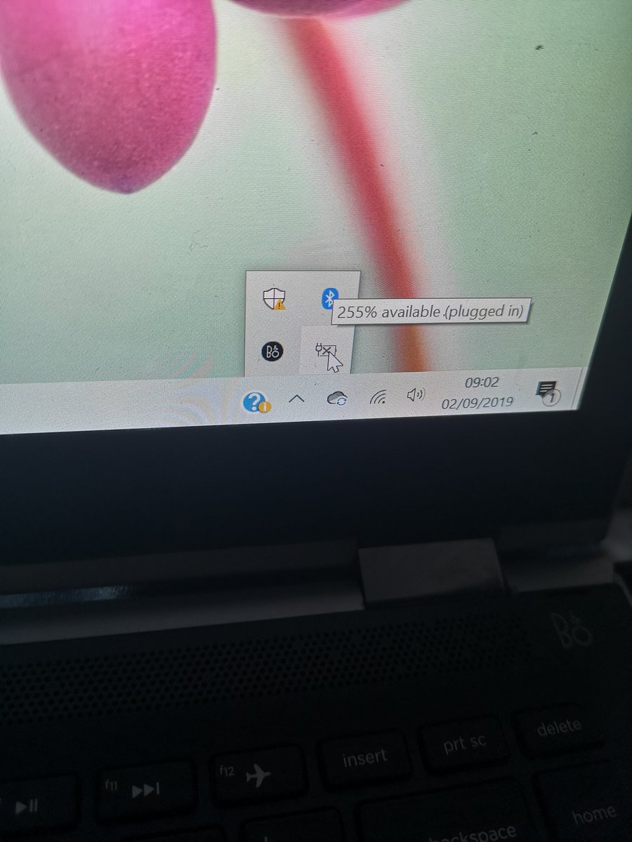 CalMaths's tweet image. I am debugging my laptop in which the battery has seemingly failed, it having 255% charge is the most amusing message I have gotten so far.