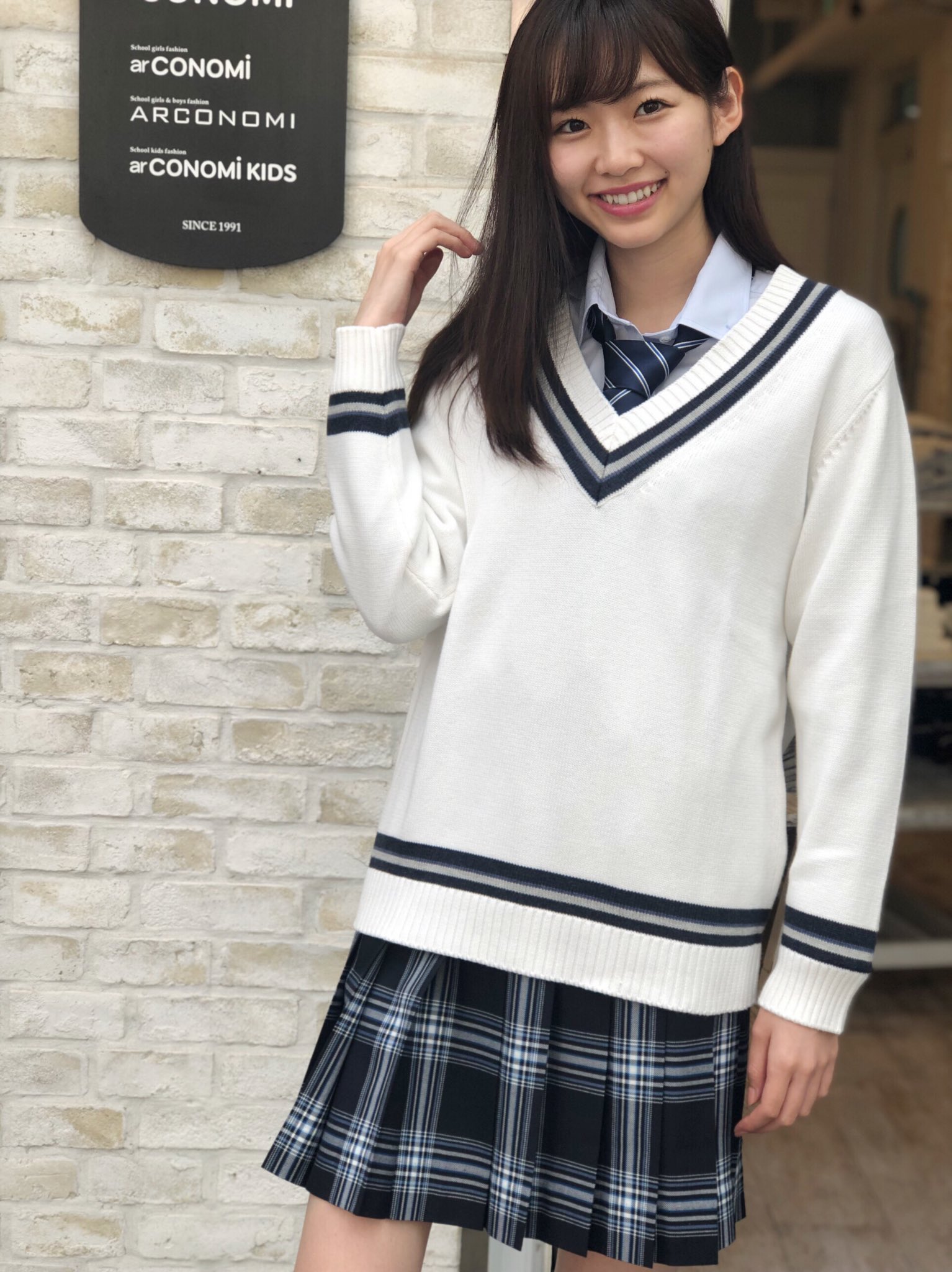 このみ/ARCONOMI]150cm位 セーター/ニット 白×濃紺 フォーマル お受験 