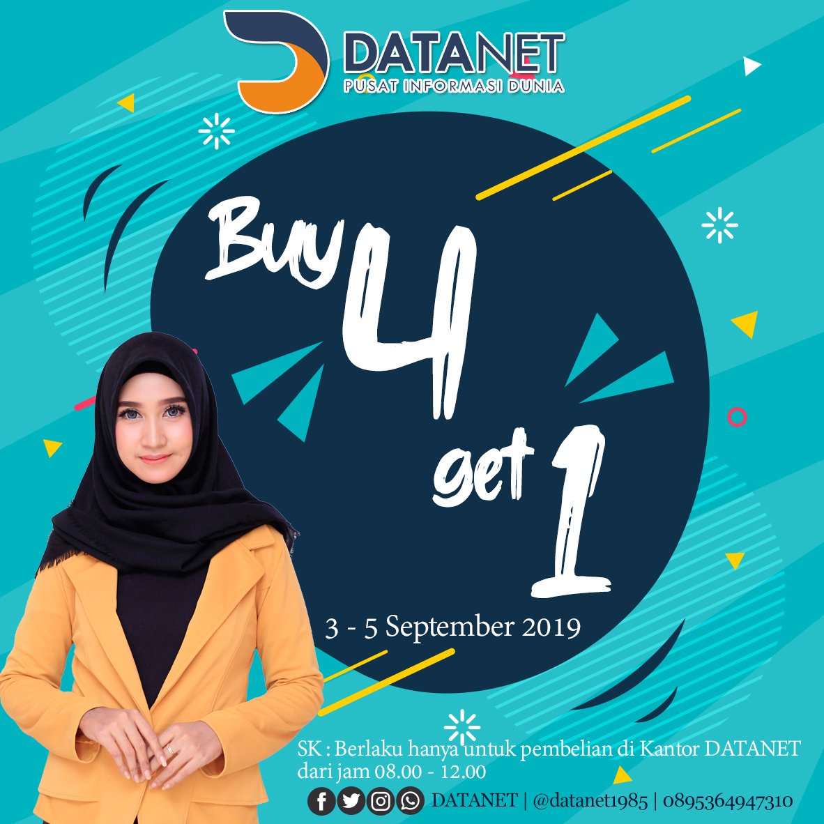 datanet1985's tweet image. Promo awal bulan nih !! Yuk, ajakin temen-temnmu beli voucher Data Net.. Buy 4 Get 1 loh.. ! hanya berlaku pembelian di kantor Data Net loh.. buruan !! jangan sampai kehabisan... 
#datanet
#datanethome
#datanethotspot
#datanetkece
#network
#ngalahnesia