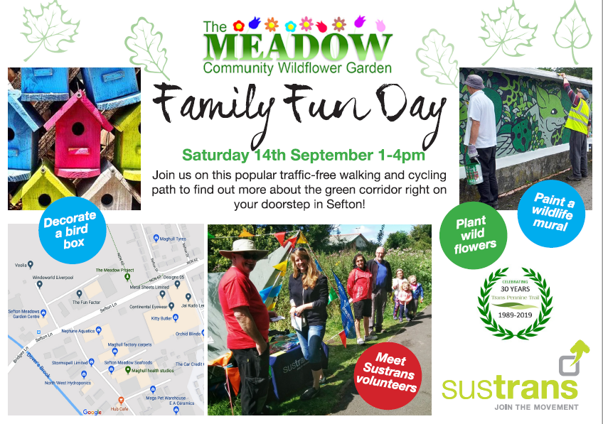 On the 14th of September drop by The Meadow in Sefton? You can pick up some information about the TPT and <a href="/SustransNorth/">Sustrans North</a> and join in on some great activities and meet our fantastic volunteers - a day not to be missed! <a href="/merseysidenorth/">MerseysideNorth Vols</a> #transpenninetrail #volunteers #Sefton