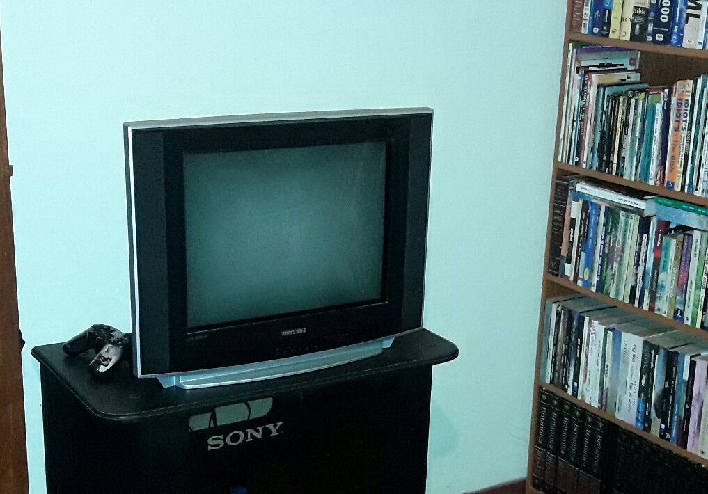 This (left) is a flatscreen samsung 21" crt, but its IC chip is fried (no image display). I could always get it repaired if I ever feel like going for a bigger screen size for my retro gaming setup. But for now Im biased towards the 14" (right). But it's good to have options 