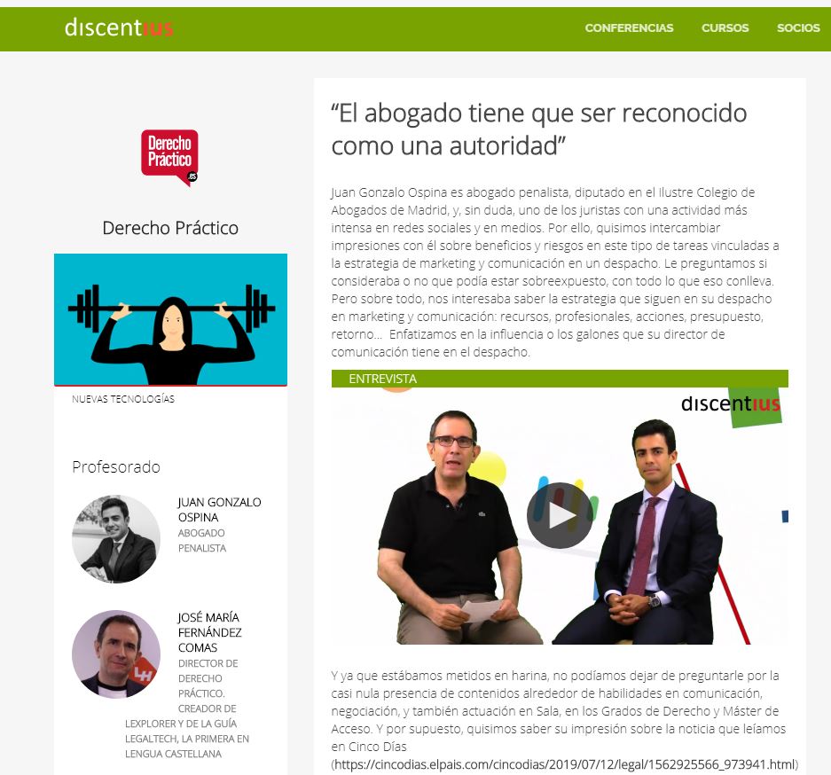 discentius's tweet photo. @Juango_Ospina 👉 Claves del uso de RRSS cuando eres un abogado mediático: “El abogado tiene que ser reconocido como una autoridad”
👇👇Vídeo de @derechopractico 👇👇
https://t.co/LgknhCqJl1 https://t.co/o5x8B4XLw0