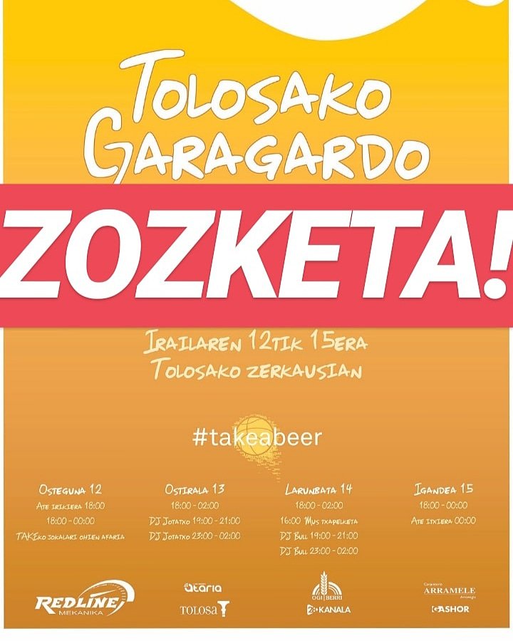 🎉ZOZKETA!!!🍺🍖 Garagardo azokan 2 PERTSONENTZAKO AFARIA irabazi nahi? Eman 🔁+❤️ txio honi! Irabazlea irailaren 10an 18:00tan jakinaraziko dugu! Instagram eta Facebook bidez ere parte har dezakezue! Zorte on!!! 🤞🏻#takeabeer