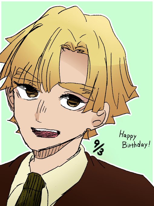 胡桃々さんがTwitterに投稿した我妻善逸(鬼滅の刃)のイラスト。