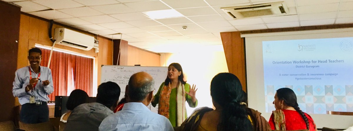 As part of #ConnectTheDrops, a workshop was organized for the head-teachers of Farukhnagar block, on the need to sensitize school-children about #WaterCrisis in #Gurugram & ways to #ConserveWater, by #NavjyotiIndiaFoundation team. #GuruJal #JalGurukul #GetWaterConscious