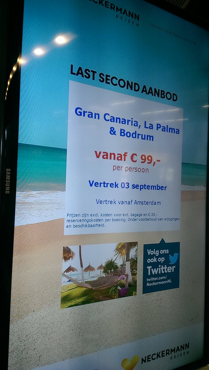 #Dagactie #LastSecond Retourvlucht #GranCanaria #LaPalma #Bodrum en nog veel meer neckermann.nl/last-minutes/l…