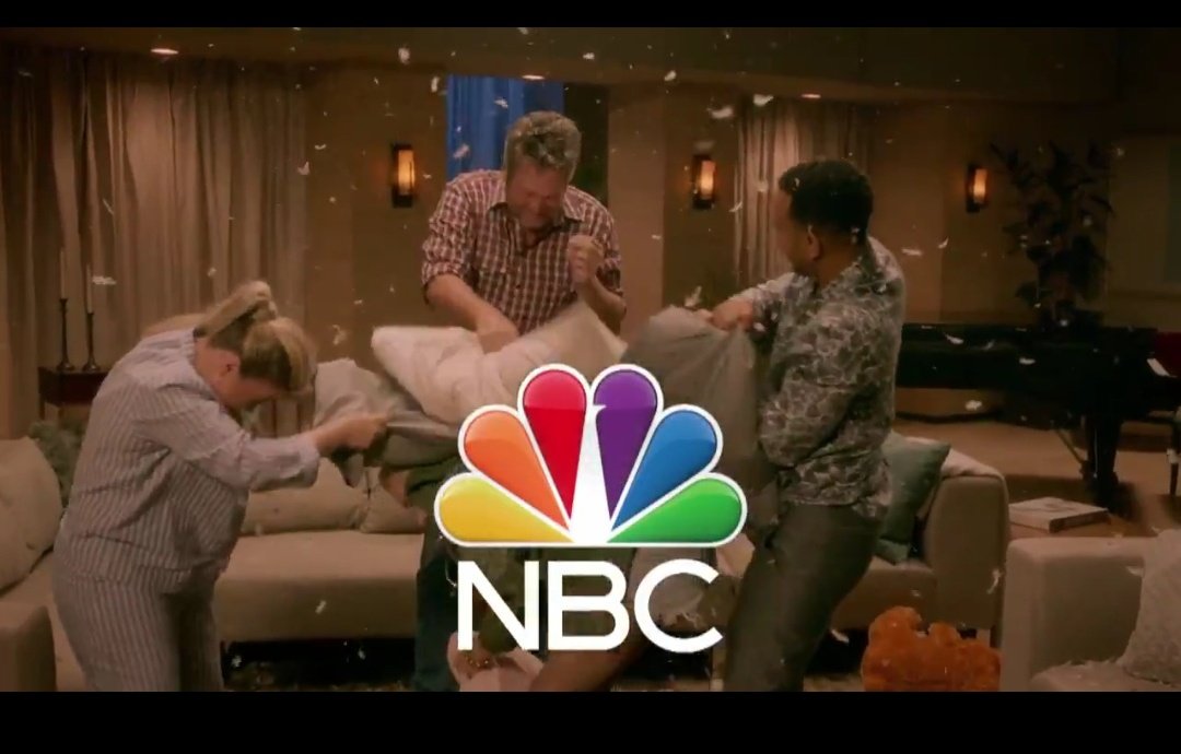 MusicCoffeeLol's tweet photo. #nbc logo is blocking the view, but it seems like they got Gwen here 😂 #threeagainstone https://t.co/7IhXfwNApJ