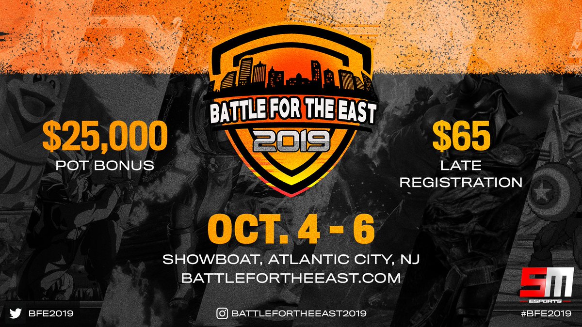 SELFMADEESPORT's tweet image. Don't miss out on our Premier LAN and Gaming Expo 
"Battle For The East" this Oct. 4th - 6th!

Join us as we take over #AtlanticCity and compete for you title at "King of The East Coast!"

Visit BattleForTheEast.com for more info!

Register today: smash.gg/battlefortheea…