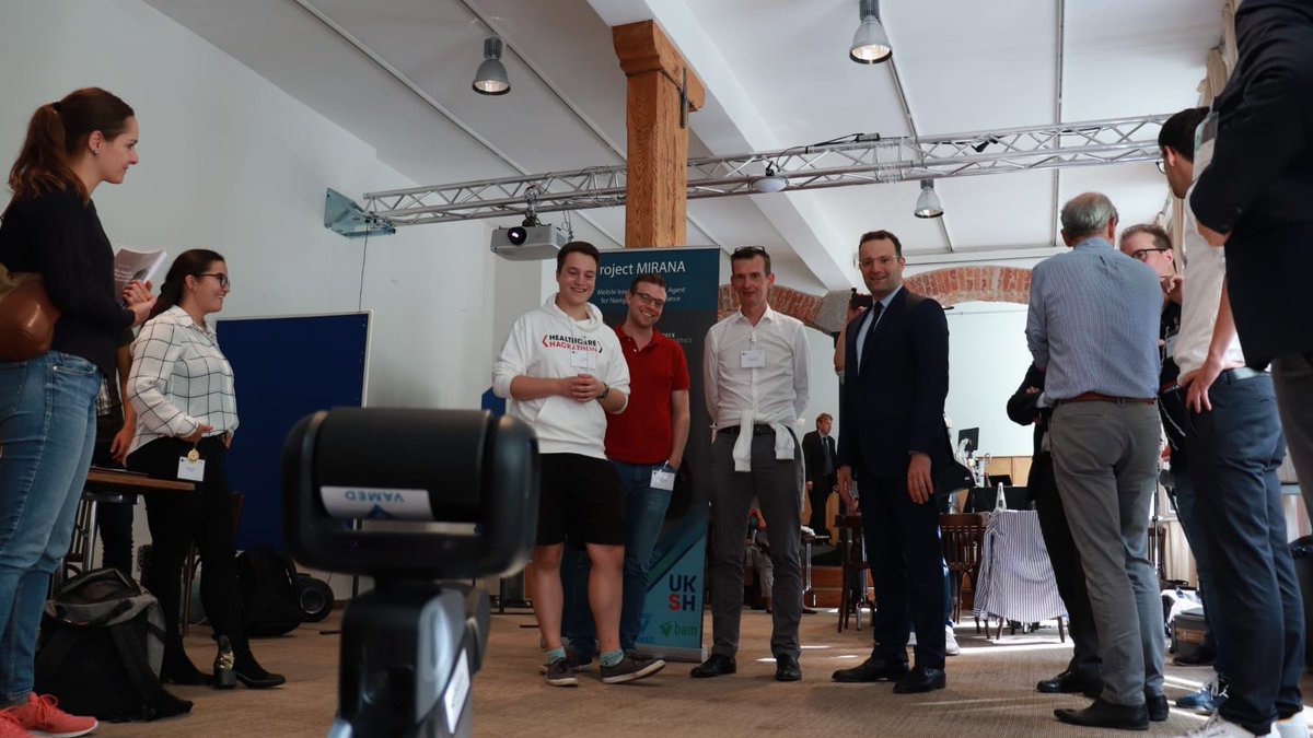 NicoAaronStudt's tweet photo. #MIRANA präsentiert @jensspahn  den Use-Case beim #HHack19 in #Berlin. Kommt vorbei und entdeckt auch viele andere neue Ideen und Entwicklungen rund um den HealthCare-Bereich in der @kalkscheune1!

#Robots #Developer #healthylifestyle #healthhack19 https://t.co/hTIHWMeh5C