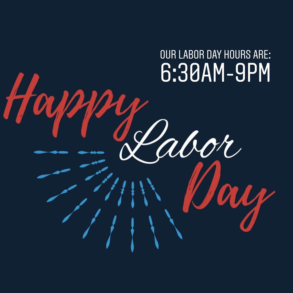 Happy Holiday!! Our hours today are 6:30-9, we hope to see you stop in for your favorite treat on your long weekend 😋