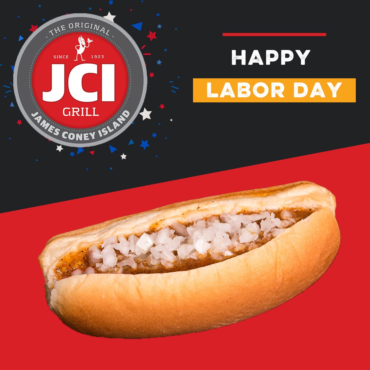 coneyman's tweet photo. Don’t belabor. Grab a JCI Classic Coney today!
#JCIGrill #houstontx #laborday #labordayweekend https://t.co/w7UGy5G9KX