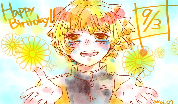 🐟さんがTwitterに投稿した我妻善逸(鬼滅の刃)のイラスト。