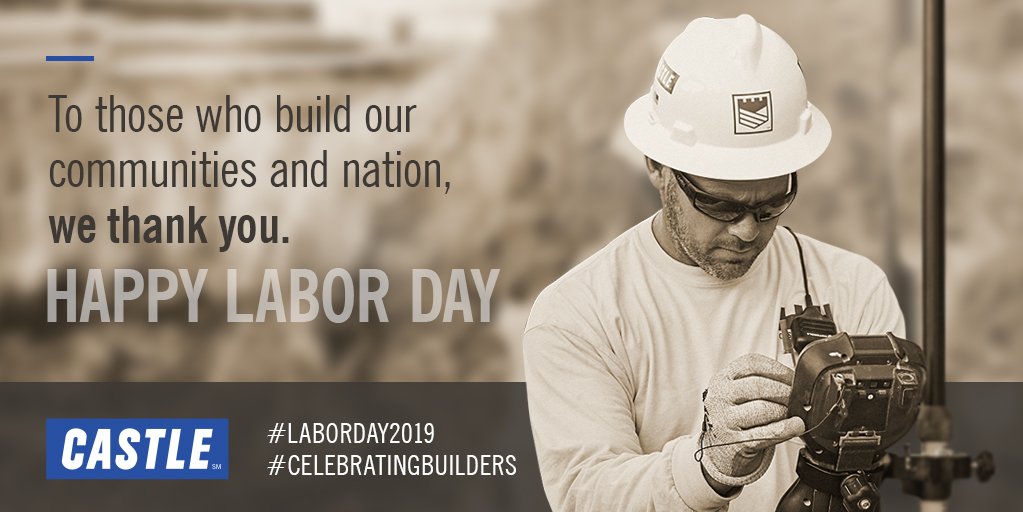 DigCastle's tweet photo. @DigCastle expresses its gratitude to the men and women who put construction work in place every day! We are proud of our workforce, and we appreciate your partnership and dedication. Castle wishes you a safe and happy Labor Day!
#LaborDay2019 #CelebratingBuilders https://t.co/T8UNgy8HRg