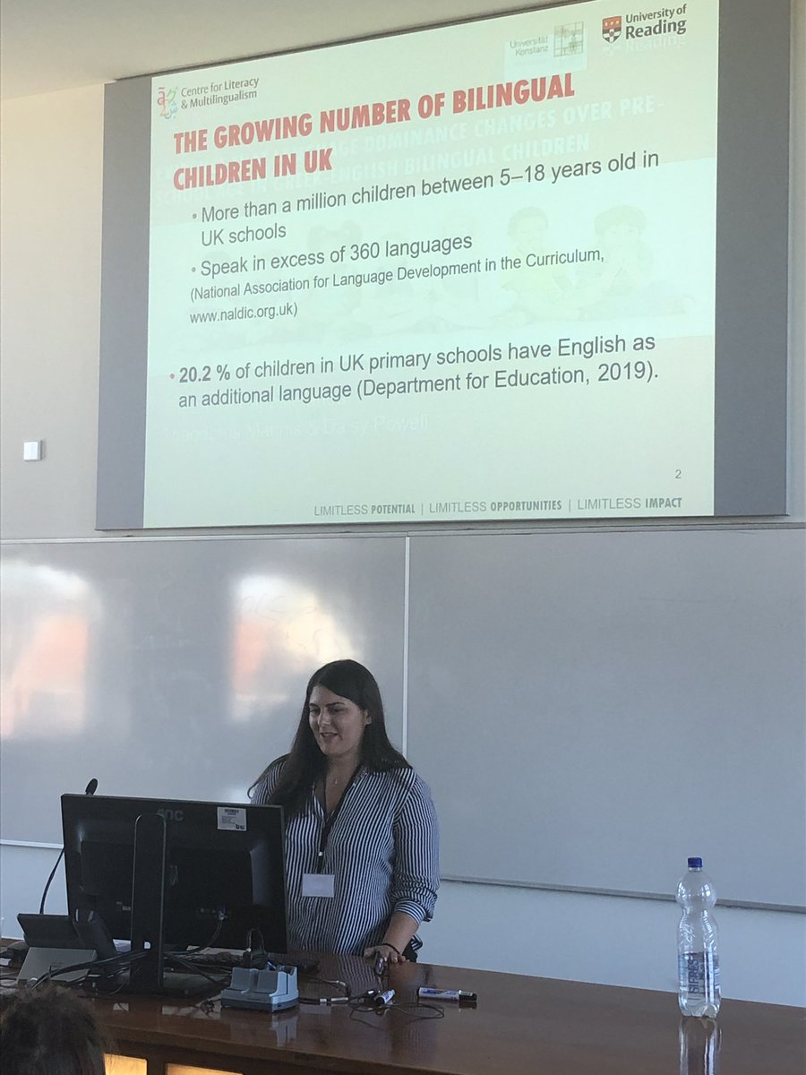 ludoserratrice's tweet photo. Wrapping up Day 2 of #COM2019 we have @UniRdg_CeLM @UniRdg_Psych @UniRdg_IoE Dora Papastefanou on language dominance changes in Greek-English bilingual children in the UK https://t.co/UHFBiFlvlW