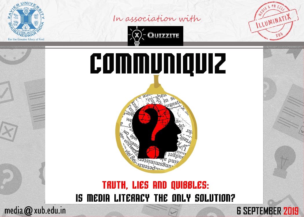 xim_university's tweet photo. Communiqué 2019, themed at “Truth, Lies and Quibbles - Is Media Literacy The Only Solution?’, brings you an opportunity to be a part of this interesting quiz and win amazing prizes.
So, buckle up with your media knowledge and wisdom.
#LifeAtXub #XUB #Communiqué #Communiquiz https://t.co/89teQVLLAm