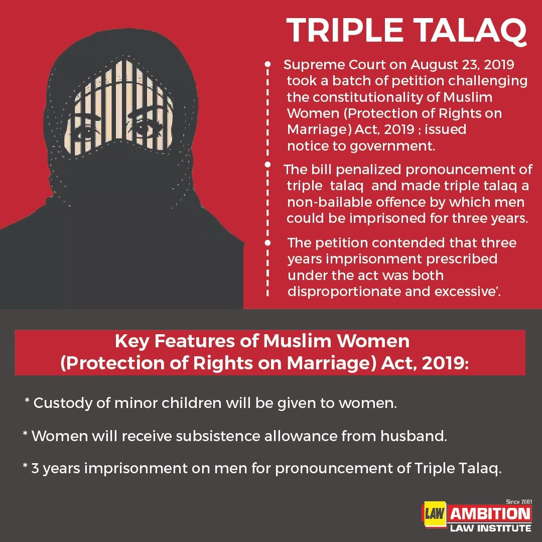 ambition_law's tweet photo. TRIPLE TALAQ

#Tripletalaq #Muslimwomen #ProtectionofrightonmarriageAct2019 #Supremecourt #Ambitionlawinstitute https://t.co/7CdBdXkZdV