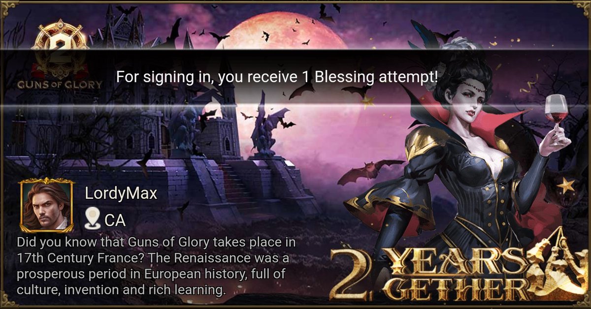MaxleBill's tweet image. [Hot Event] Celebrate 2nd Anniversary with Guns of Glory! gog-news.kingsgroupgames.com/api/gog2ths/th…