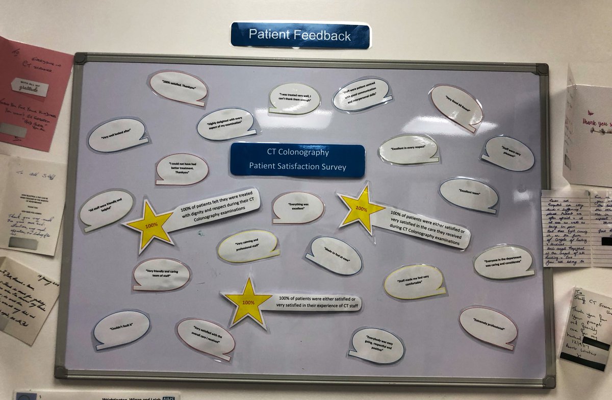 Our #CTColonography patient satisfaction results are in. 100% of patients were satisfied both with the care they received and their experience of staff. 100% felt they were treated with dignity and respect. Fantastic feedback comments too! #PatientCare #PatientCentred @WWLNHS